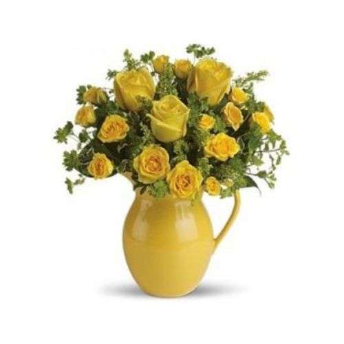 Sunny Day Pitcher of Roses
